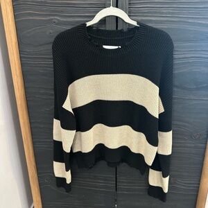 Striped Black and Cream Women's Sweater